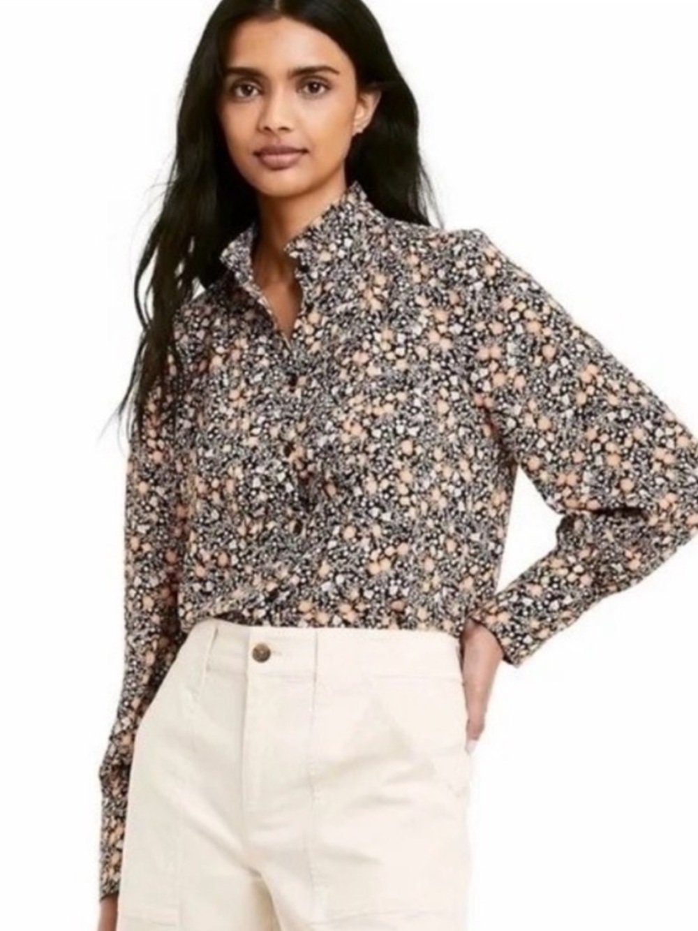 Nili Lotan for target floral long sleeve blouse